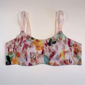 Size 3 Knix reversible mauve watercolour floral padded evolution thin strap bra